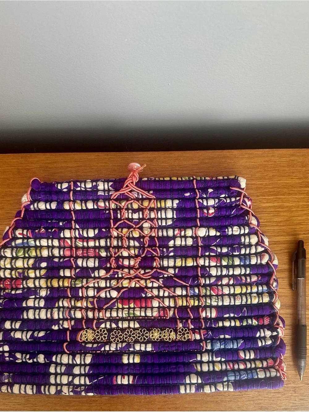 🫖 Hand-Woven & Hand-Embroidered Purple Teapot Cozy